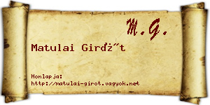 Matulai Girót névjegykártya